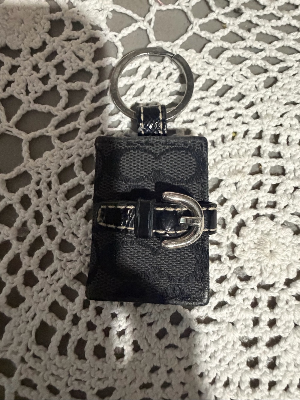 Coach Black Leather Cardholder Keychain